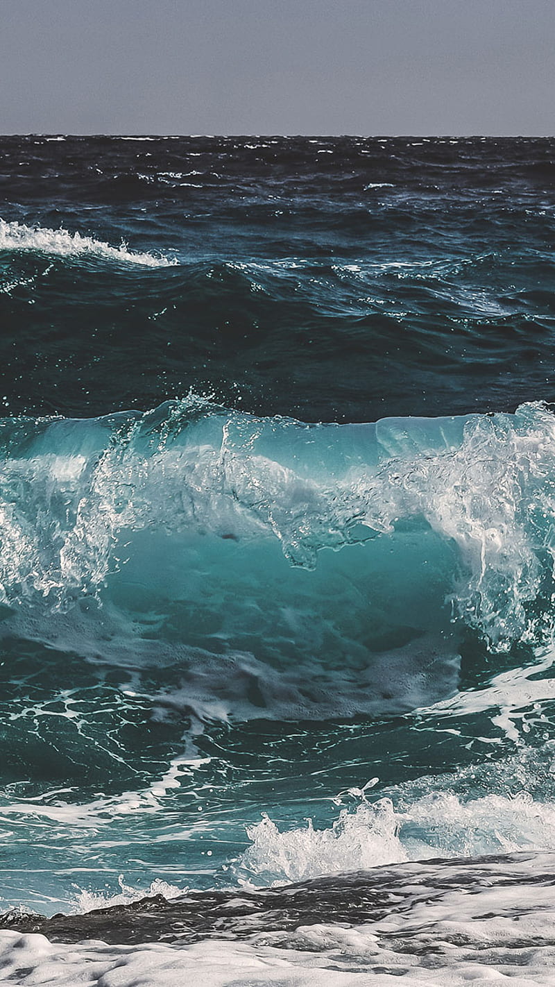 Breakers, blue, ocean, waves, HD phone wallpaper