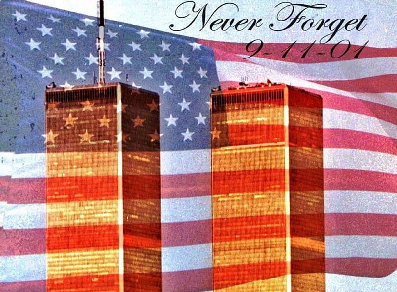Never Forget 9-11-2001, architecture, new york, remembering, twin towers, skyscrapers, HD wallpaper