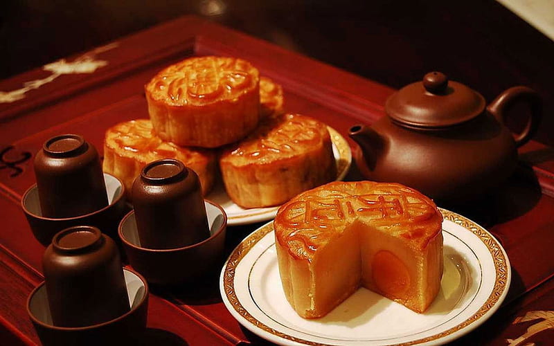 Mooncake, food, traditional food, Chinese, oriental food, HD wallpaper
