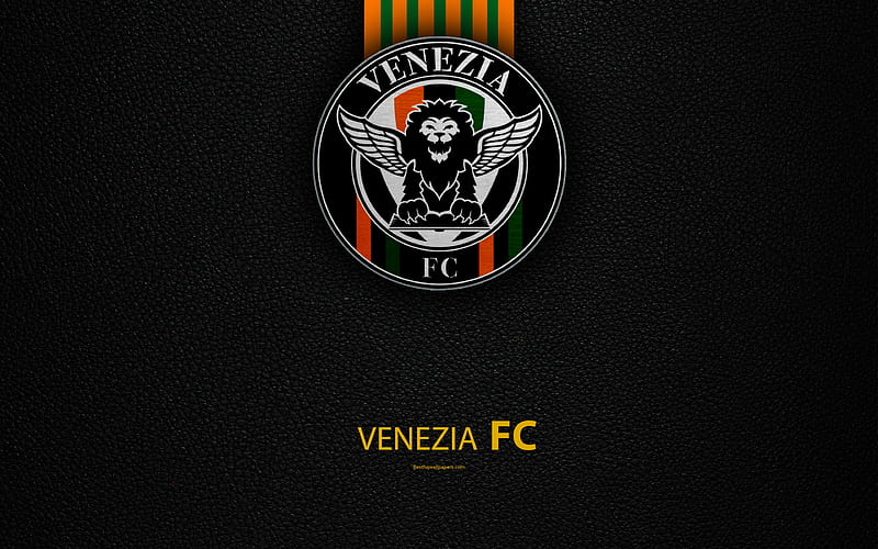 Venezia FC Italian football club, logo, Venice, Italy, Serie B, leather texture, football, Italian Football Championships, HD wallpaper