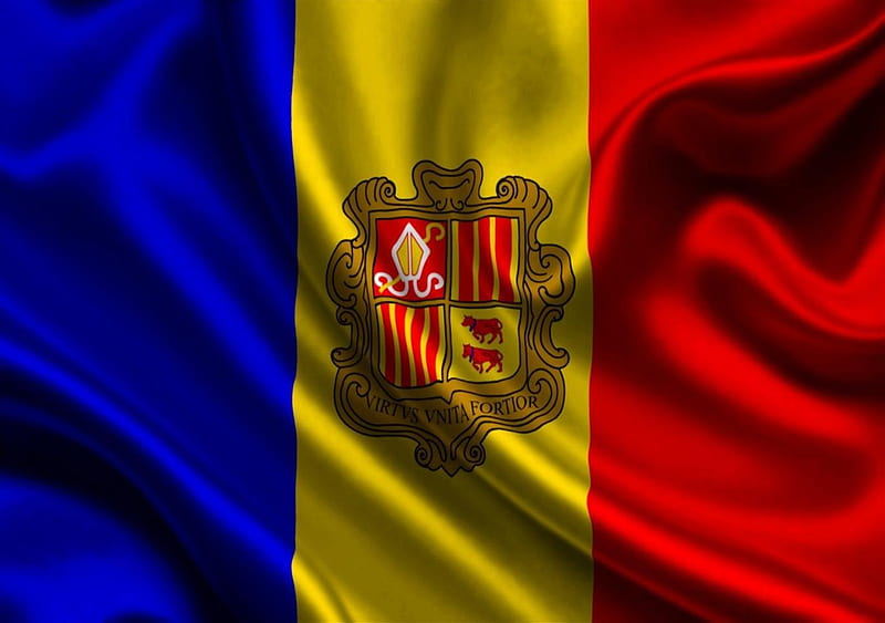 Andorra, satin, flag, texture, HD wallpaper