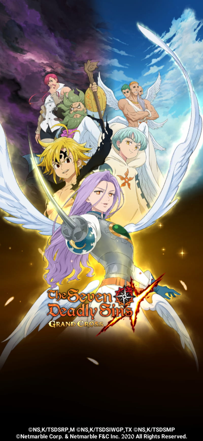 Seven deadly sins, meliodas, demon king, angels and demons, seven deadly sins grand cross, sariel, ludociel, Angeles, zeldris, estarossa, Angeles y demonios, demonios, anime, HD phone wallpaper