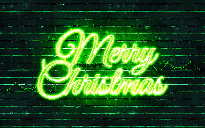 Green Merry Christmas green brickwall, Happy New Years Concept, creative, Christmas decorations, Merry Christmas, xmas decorations, HD wallpaper