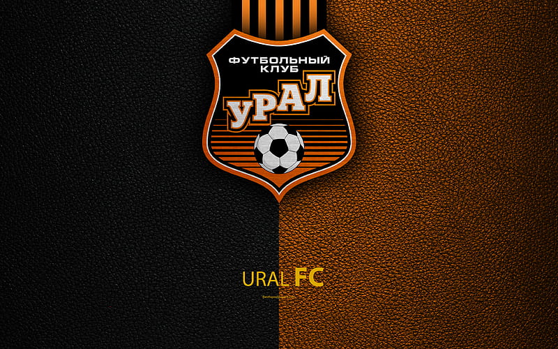FC Ural logo, Russian football club, leather texture, Russian Premier League, football, Ekaterinburg, Russia, HD wallpaper