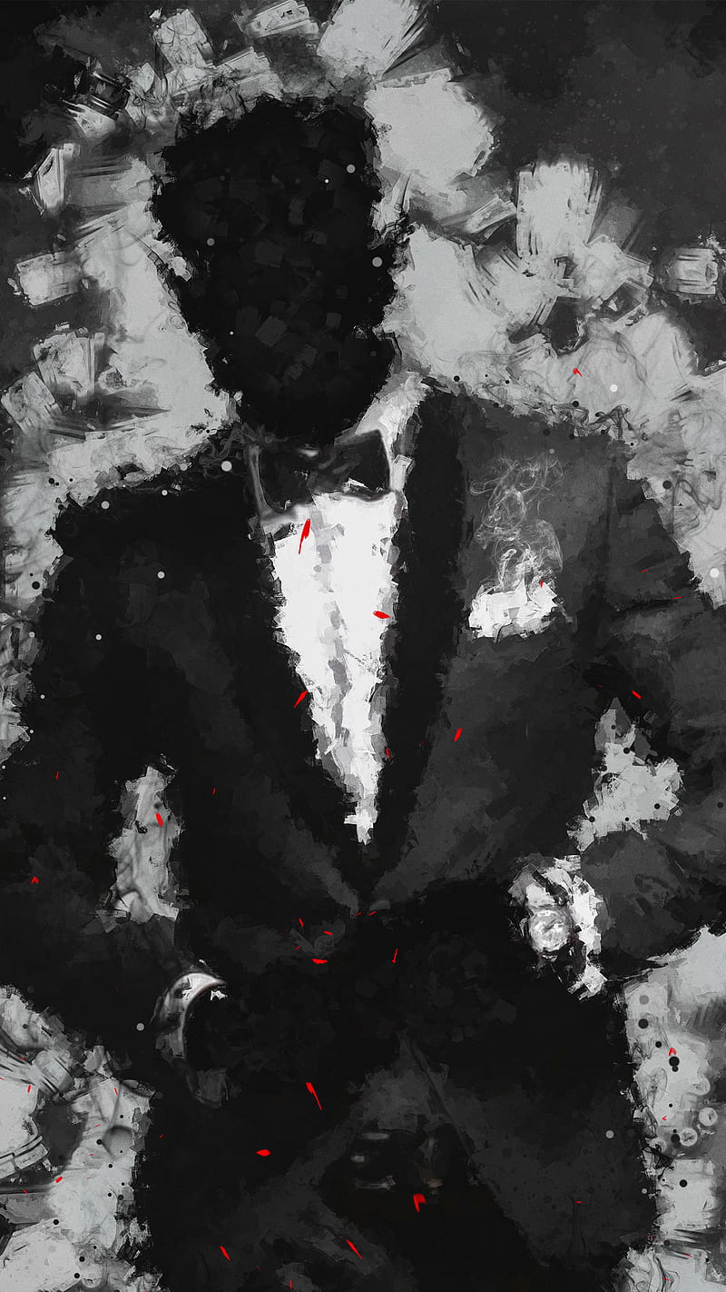 Painted gentleman, black and white, devil, drawing, ghost, james bond,  movie, HD phone wallpaper | Peakpx