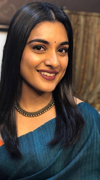 Nivetha Thomas Seen in White Netted Saree Set 2