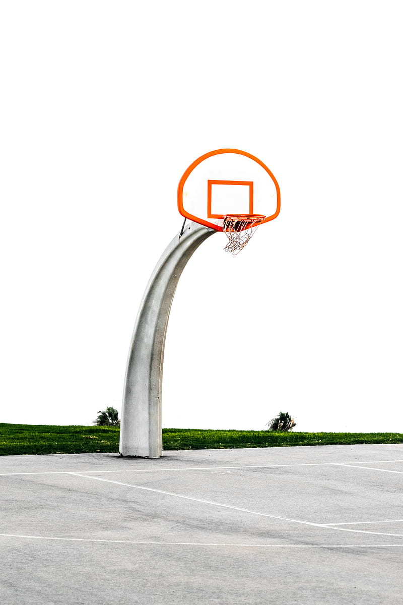 basketball hoop, playground, pole, basketball, sport, HD phone wallpaper