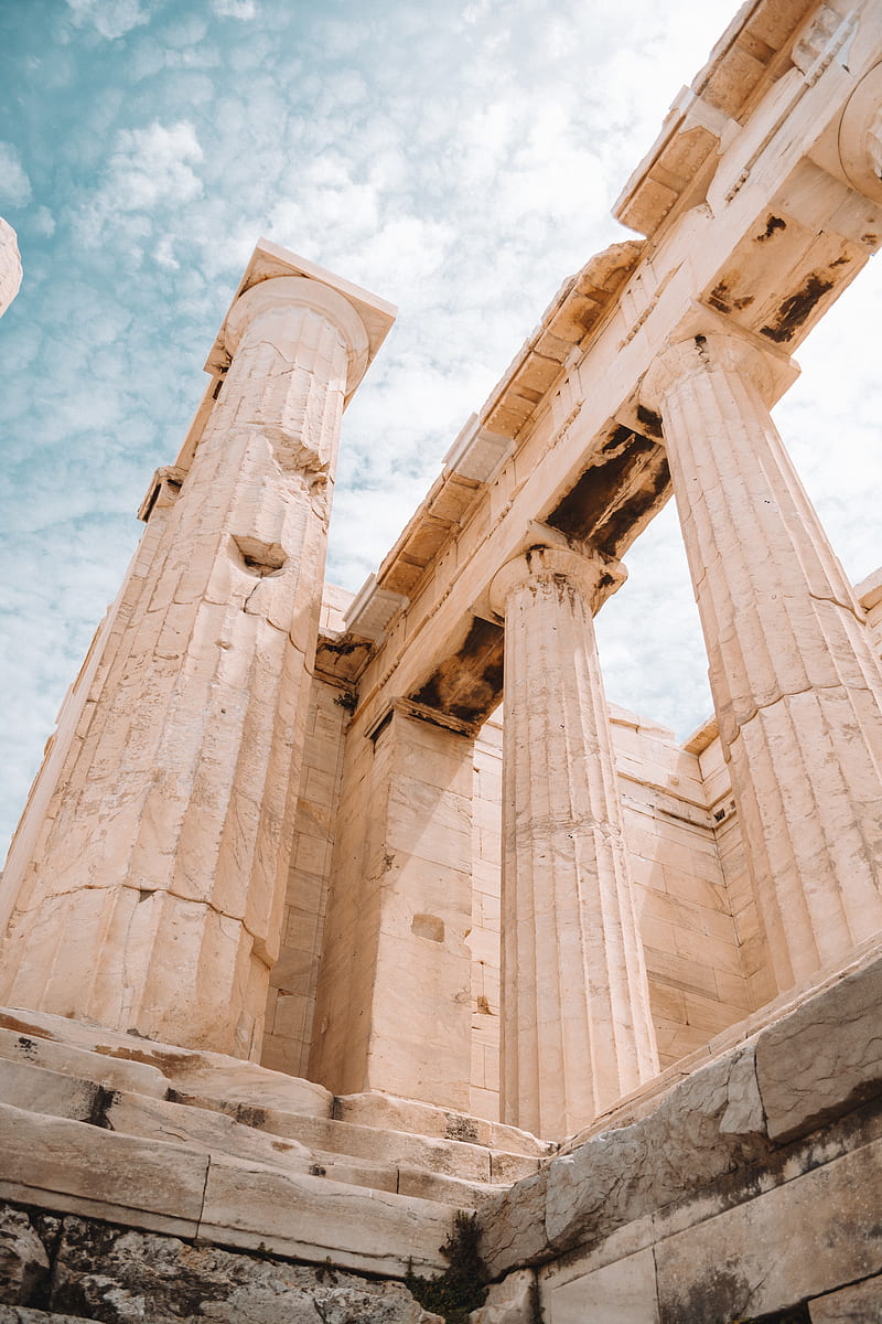 acropolis, architecture, ancient, columns, ruins, HD phone wallpaper