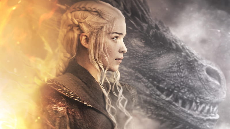 daenerys targaryen, profile view, game of thrones final season, tv series, Movies, HD wallpaper