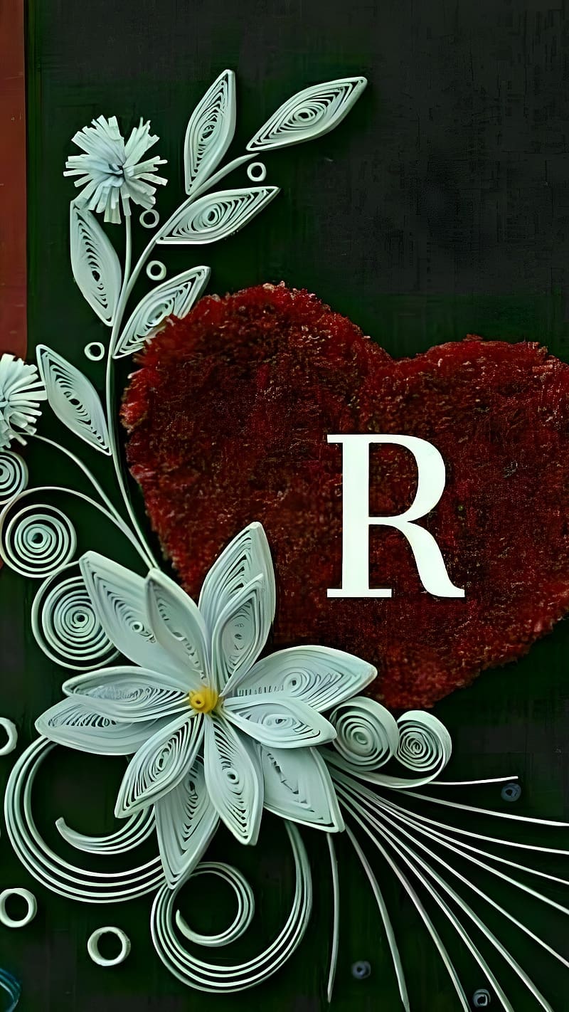 R Name Wale, r in red heart, letter r, HD phone wallpaper