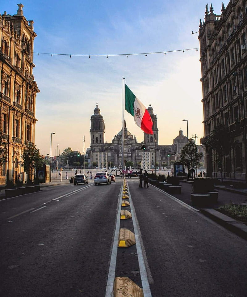 Zocalo In Mexico, city, flag, landscape, love, graphy sunset, HD phone wallpaper
