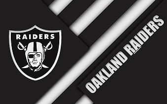 Oakland Raiders logo, NFL, black and white abstraction, material design, American football, Auckland, California, USA, National Football League, HD wallpaper