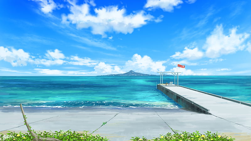 Anime, Original, Ocean, Sky, HD wallpaper | Peakpx