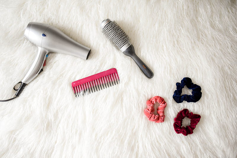 gray corded hair dryer and red comb, HD wallpaper