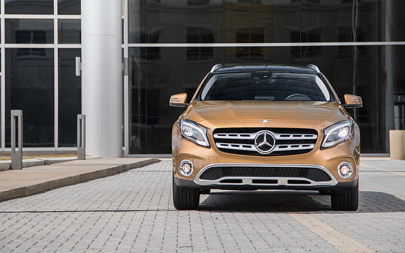 Mercedes-Benz GLA-class, 2018, 4MATIC, GLA250, front view, compact crossover, exterior, new brown GLA, Mercedes, HD wallpaper