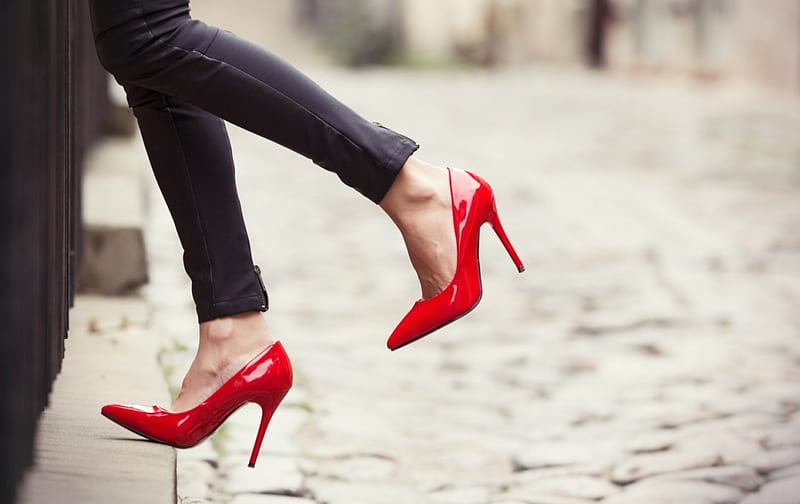  Zapatos rojos, rojo, piernas, jeans, cosas, tacones de aguja, mujer, zapatos, Fondo de pantalla HD