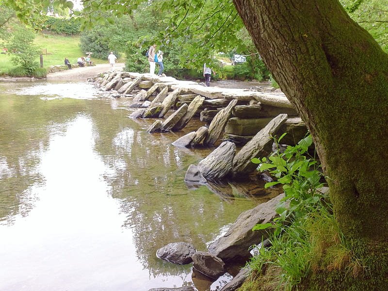 The Stone Footbridge., Stone, Landscape, Bridge, River, HD wallpaper