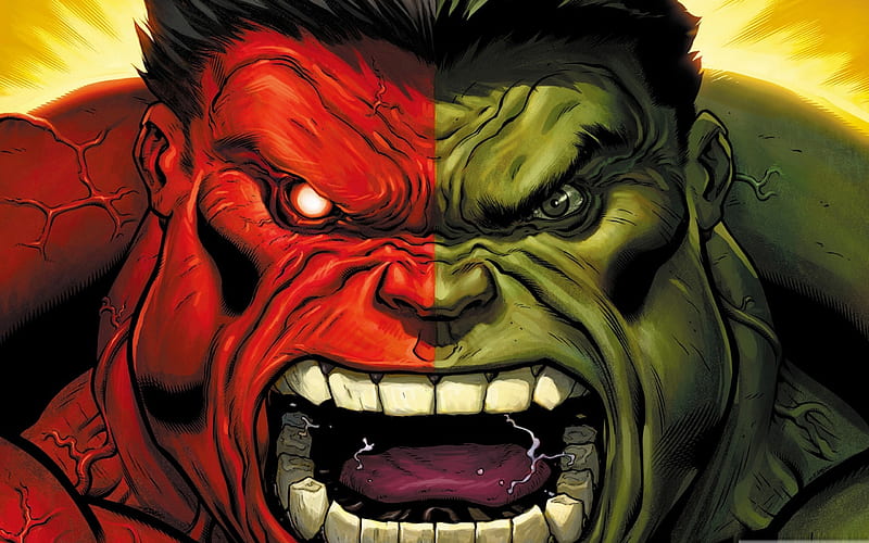 red hulk vs green hulk-Cartoon animation film Selected, HD wallpaper