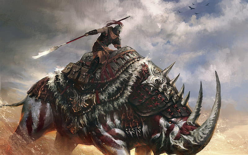 Warrior rhinoceros, Age of Conan, HD wallpaper