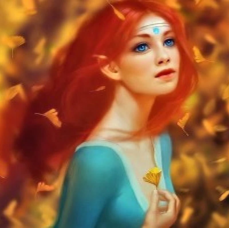 Autumn Fairy, pretty, Fairy, Leaves, Fantasy, HD wallpaper