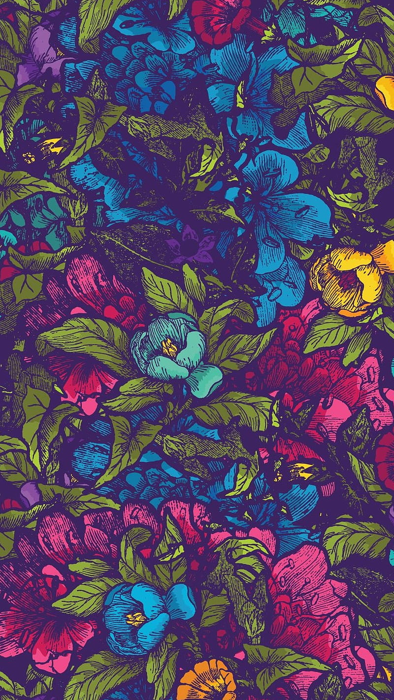 Purple Flowers, flowers, purple, vector, HD phone wallpaper