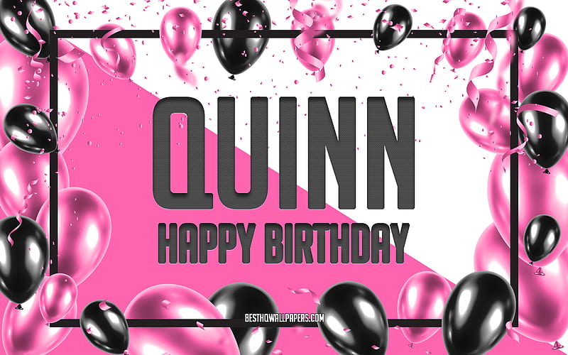 Happy Birtay Quinn, Birtay Balloons Background, Quinn, with names, Quinn Happy Birtay, Pink Balloons Birtay Background, greeting card, Quinn Birtay, HD wallpaper