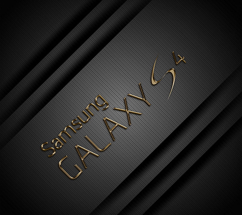 Galaxy S4 by Marika, black, carbon, gold, logo, metallic, samsung, HD wallpaper