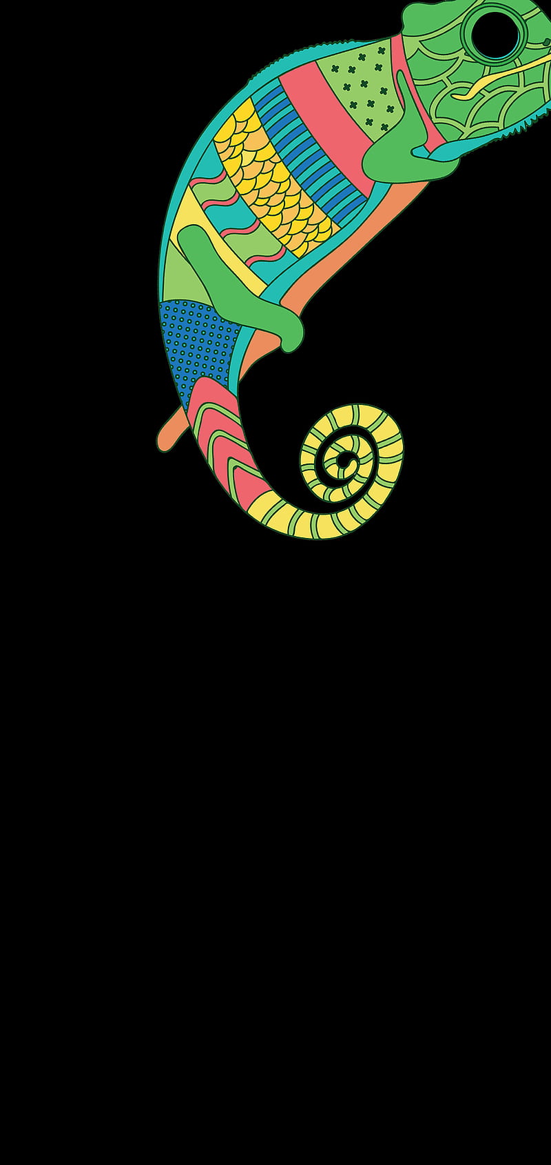 S10 Chameleon Black, Kiss, animal, blue, colorful, green, lizard, pink, s10 cutout, yellow, HD phone wallpaper