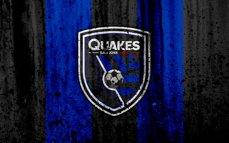 FC San Jose Earthquakes, grunge, MLS, soccer, Western Conference, football club, USA, San Jose Earthquakes, logo, stone texture, San Jose Earthquakes FC, HD wallpaper