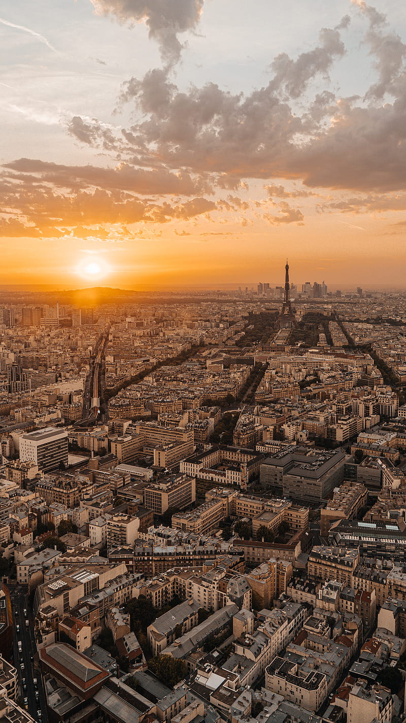buildings, city, sunset, roofs, france, HD phone wallpaper