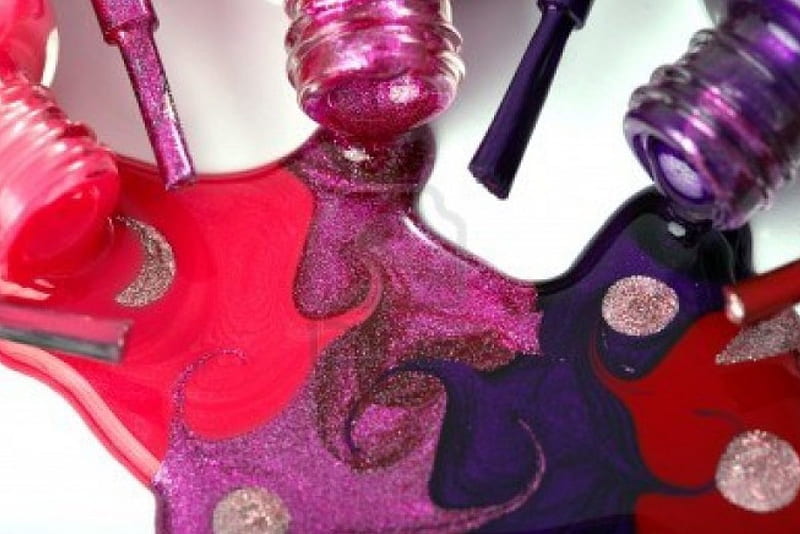 Beautiful Spill, spill, shine, polish, make up, nail polish, purple, violet, mess, pink, HD wallpaper