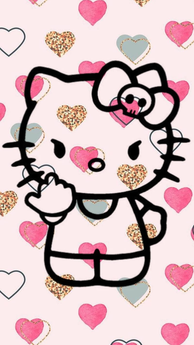Hello Kitty, cute, corazones, hello, kitty, pink, HD phone ...