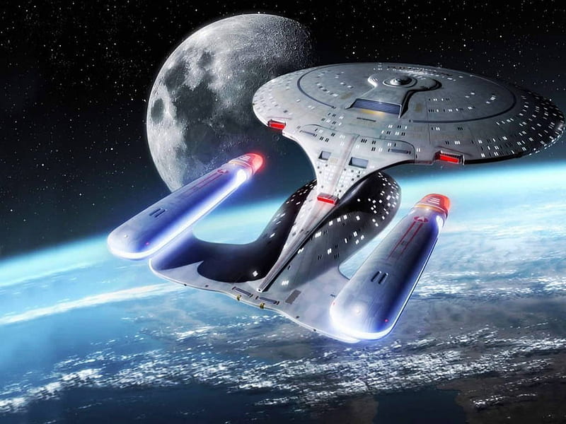 star trek uss enterprise, orbit, next generation, ncc1707d, starship, HD wallpaper