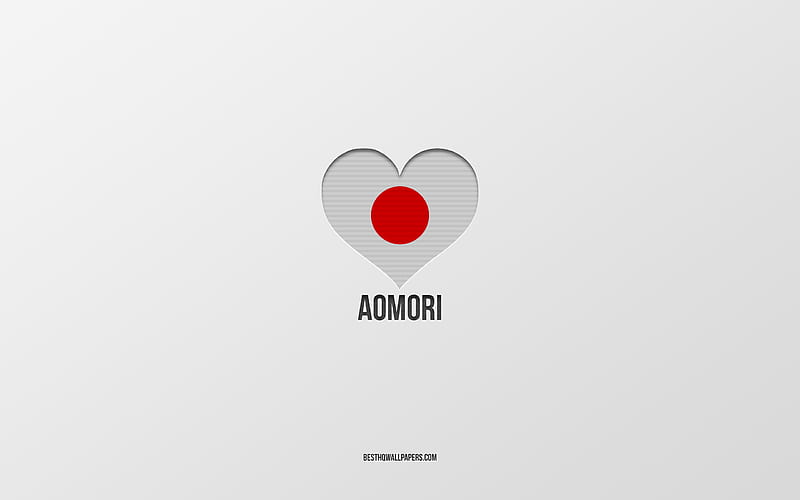 I Love Aomori, Japanese cities, gray background, Aomori, japan, Japanese flag heart, favorite cities, Love Aomori, HD wallpaper