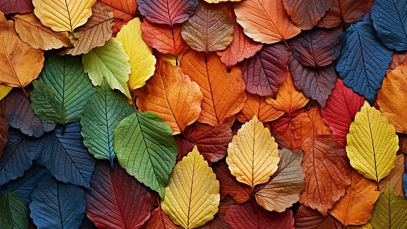 Autumn leaves, red, yellow, green, autumn, nature, leaf, toamna, colorful, orange, texture, HD wallpaper