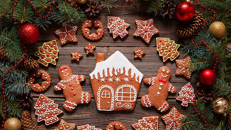 Food, Gingerbread, Bauble, Beads, Christmas Ornaments, Cookie, HD wallpaper