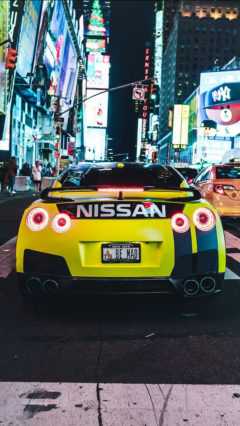 GTR in NYC, nissan, black, car, supercar, sports, america, new, york, HD phone wallpaper