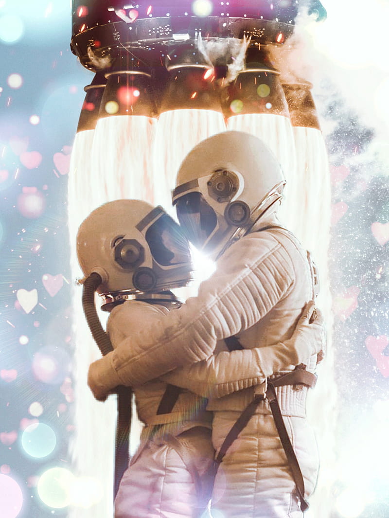 The Spacelovers, GEN_Z__, The, astronauts, bokeh, collage, cosmonauts, cosmos, couple, digital, digitalmanipulation, embraced, entwined, fire, fire of love, flames, galaxy, glowing, corazones, hug, lover, manipulation, rocket, rocket take off, space, space lover, sparks, takeoff, universe, HD phone wallpaper