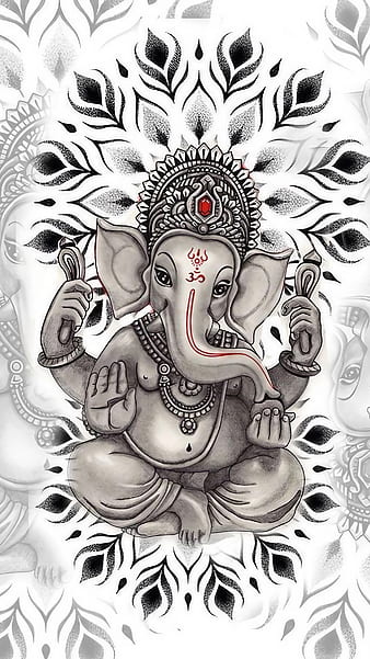 Ganesh Ji Ink Drawing - Desi Painters