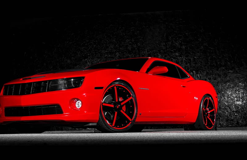 Red Camaro, Custom Wheels, GM, Bowtie, 5thgen, HD wallpaper | Peakpx