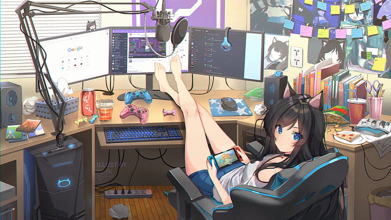 Anime, Original, Animal Ears, Girl, Room, HD wallpaper
