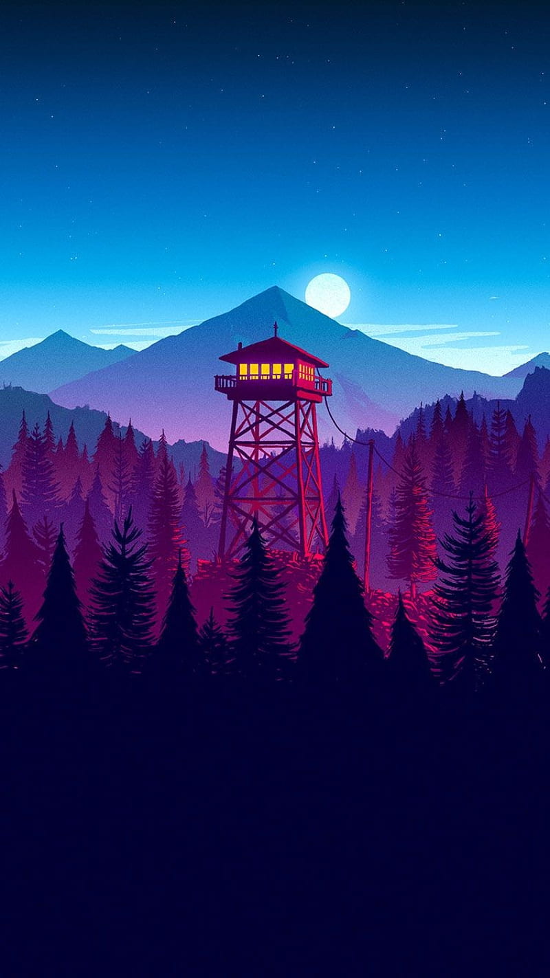 Firewatch, sunset, forest, HD phone wallpaper