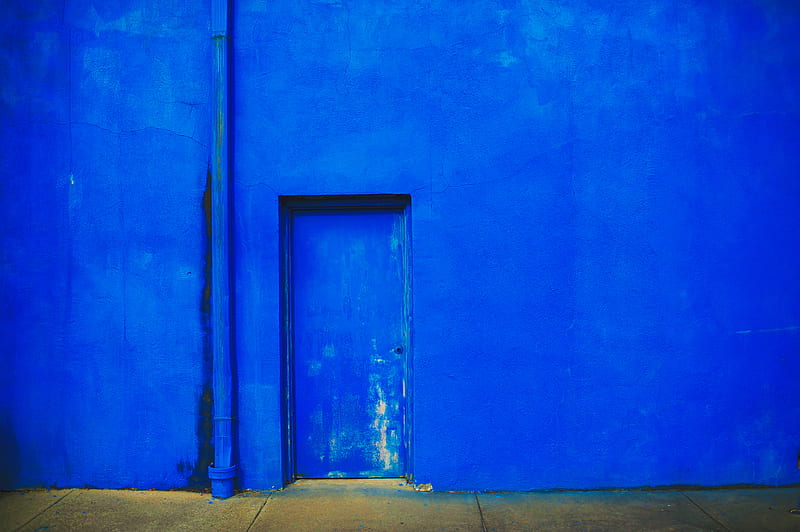 closed blue door, HD wallpaper