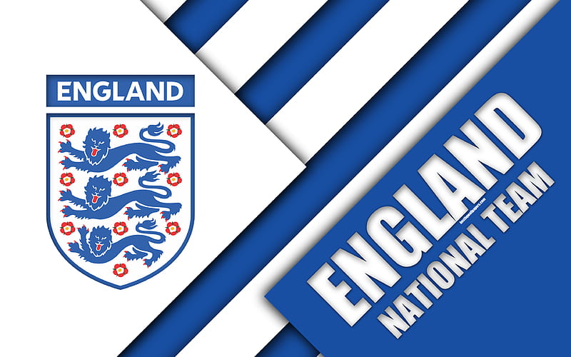England national football team emblem, material design, red black abstraction, logo, football, England, coat of arms, HD wallpaper
