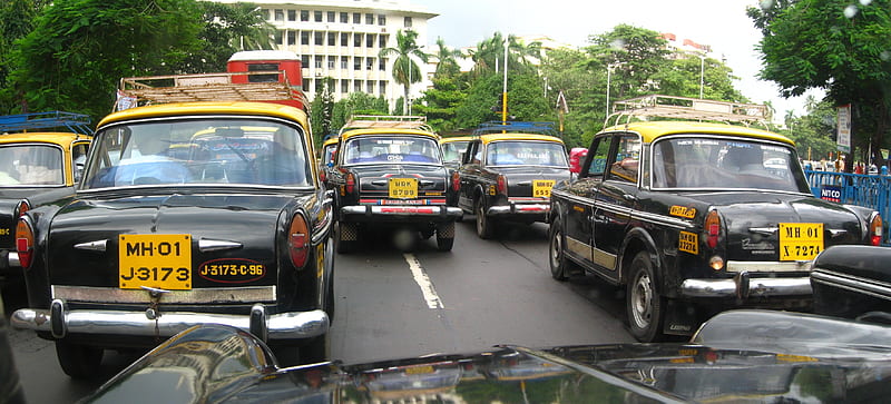 Taxi In India, Yellow, Black, India, People, HD wallpaper