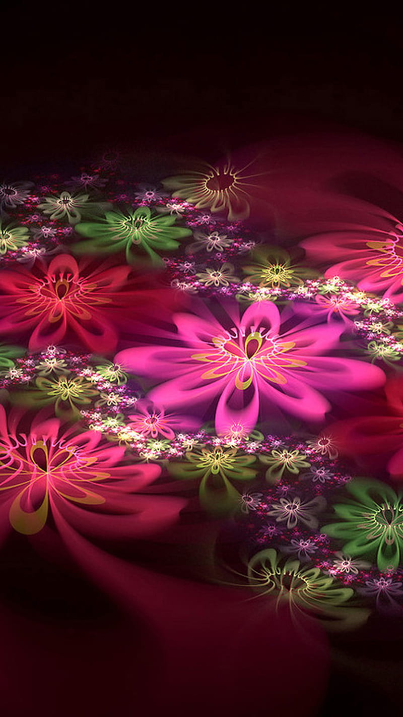 3D Color Flowers, HD phone wallpaper