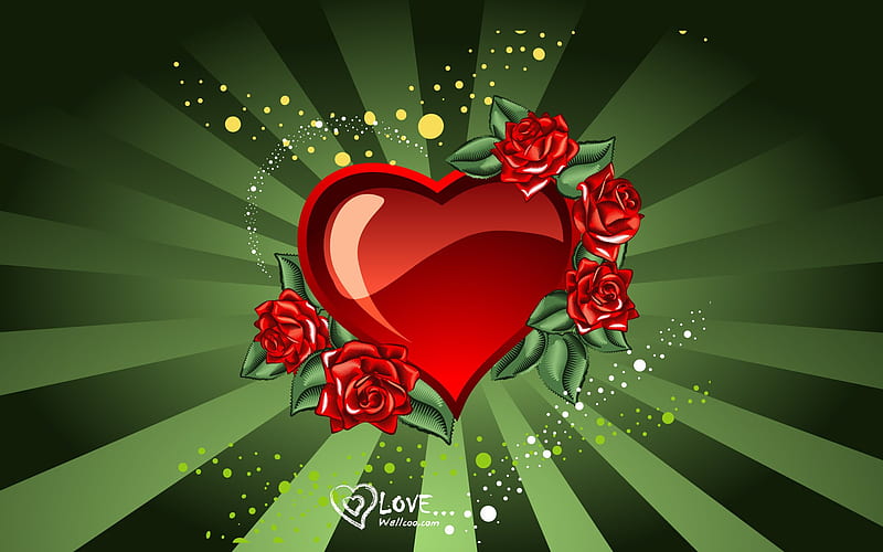 Rose Love - Valentines Day heart-shaped design, HD wallpaper