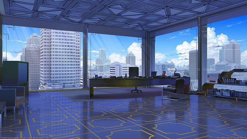 anime office, building, cityscape, scenic, Anime, HD wallpaper