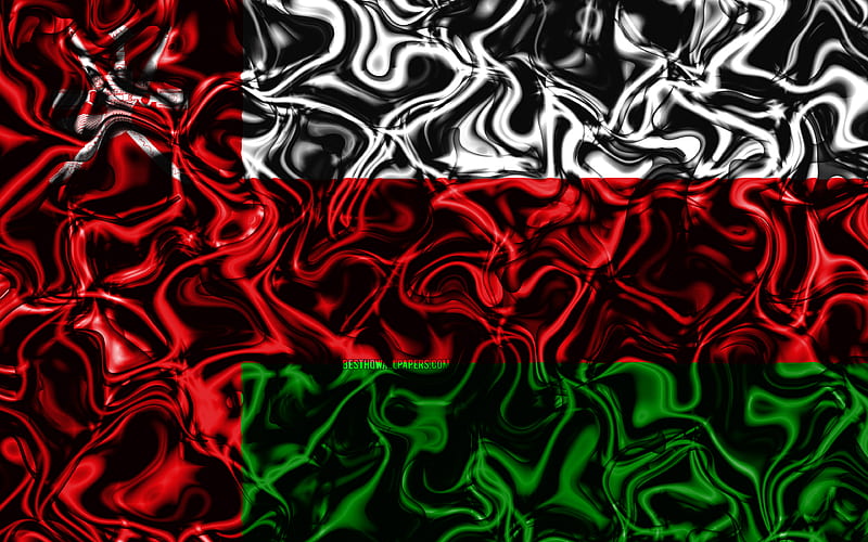 Flag Of Oman Abstract Smoke Asia National Symbols Omani Flag 3d