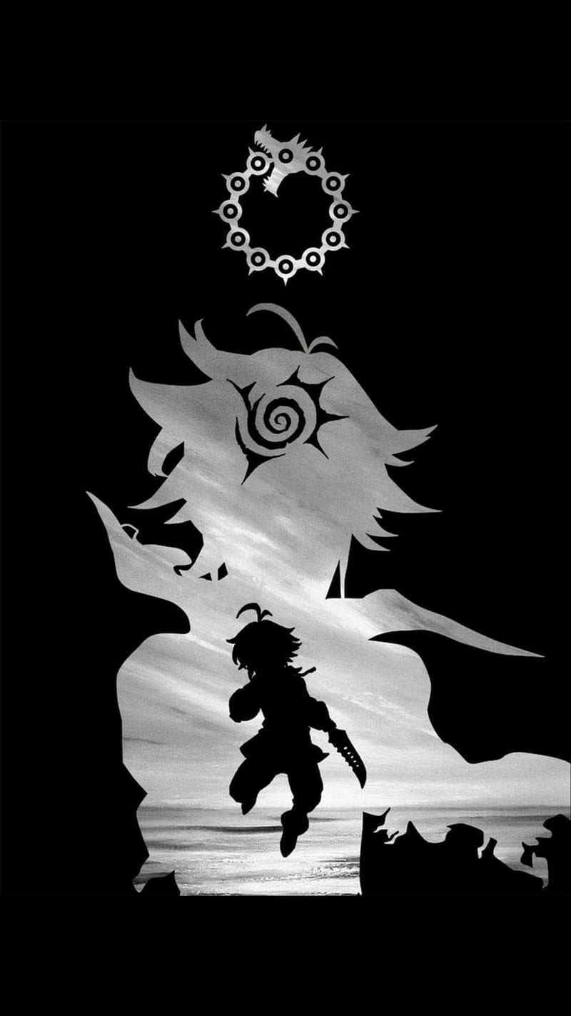 7 Deadly sins, Melioda, monochrome graphy, naruto, 7 Deadly sins, anime, HD phone wallpaper